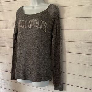 PINK The Ohio State OSU Heathered Black/Gray Lightweight Long-sleeve Sweater Top